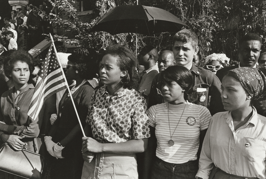 Birmingham, Alabama, 1963. SNCC workers outside the funeral: Emma Bell, Dorie Ladner, Dona Richards, Sam Shirah and Doris Derby